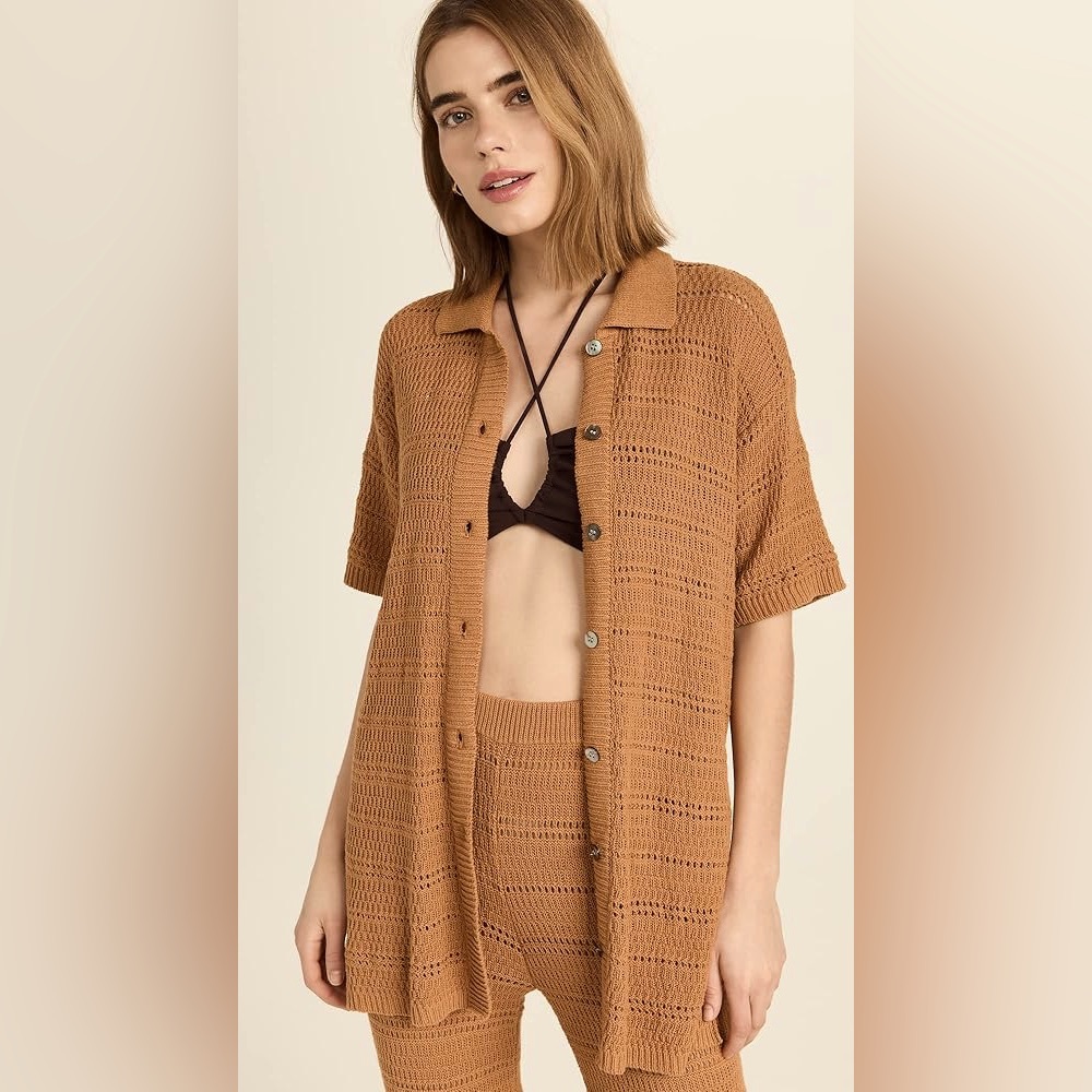 L*Space Marbella Crochet Top Swim Coverup Mojave Size Small